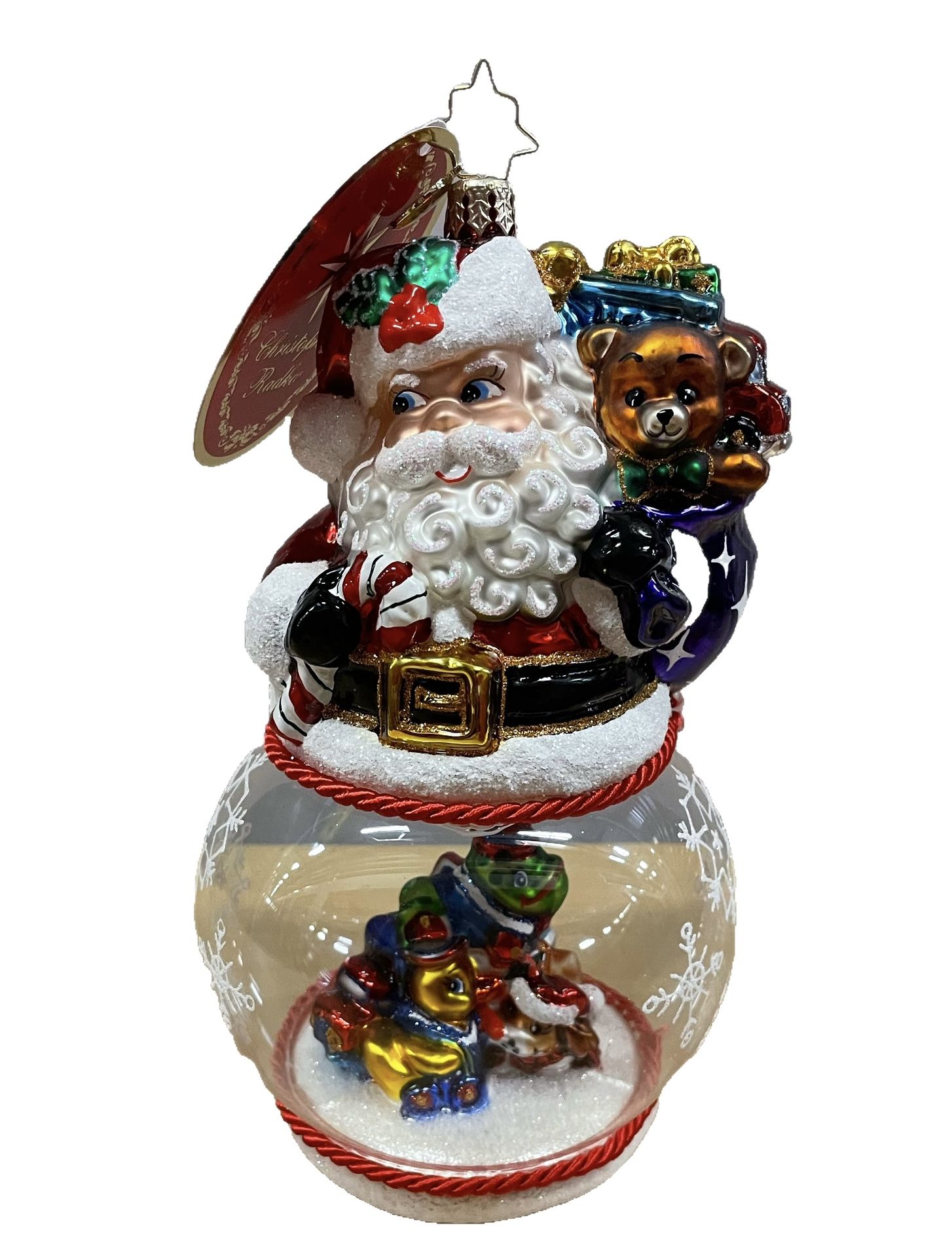 New Christopher Radko Santa's Magic Snow Globe Ornament New In Box 7” Tall $120