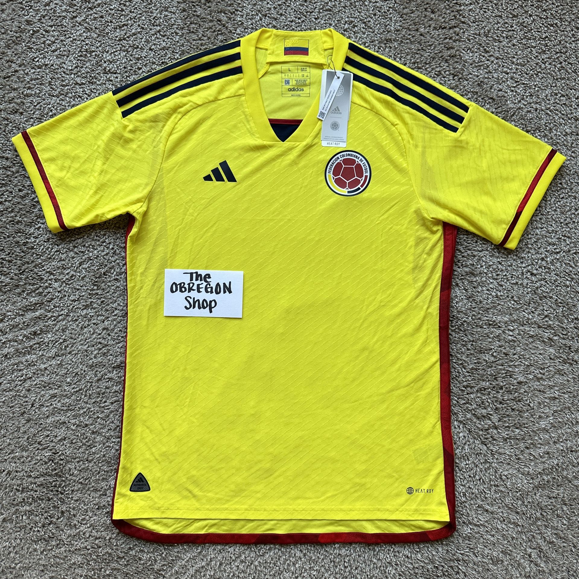 ADIDAS COLOMBIA 2022 HOME AUTHENTIC SOCCER FUTBOL JERSEY MENS SIZE LARGE YELLOW RED BLUE NEW