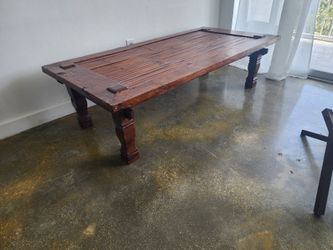 Rustic Antique Asian Bamboo Wood Slat Coffee Table 63x31x18
