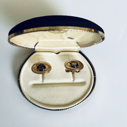 Vintage Swank Cufflinks Men's Golden Tone Purple Diamond  Bullet Back