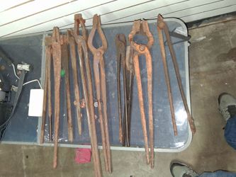 Lot of Antique Blacksmith Tongs
