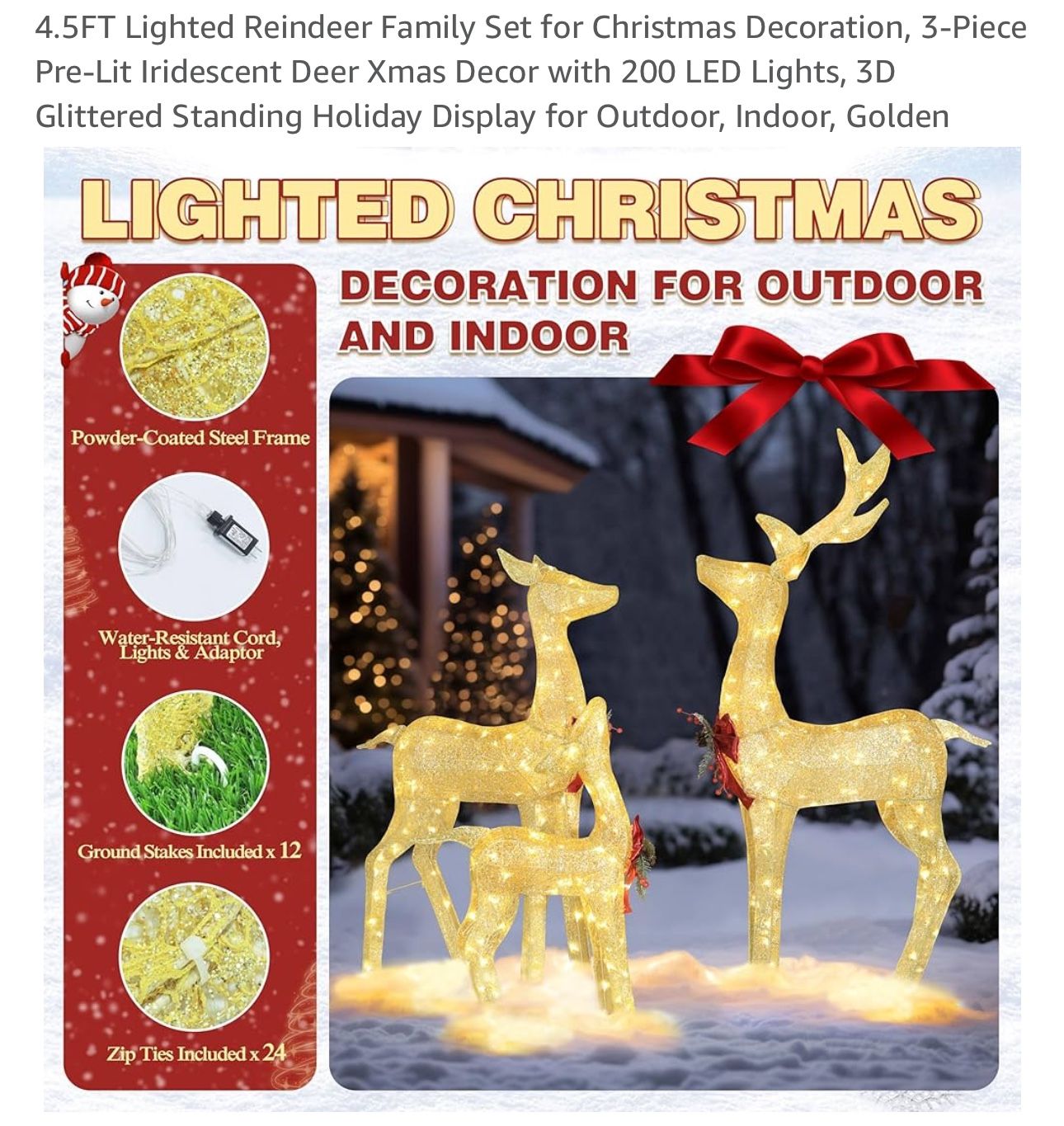 ON SALE! Lighted Deer Family, Gold BRAND NEW IN BOX!