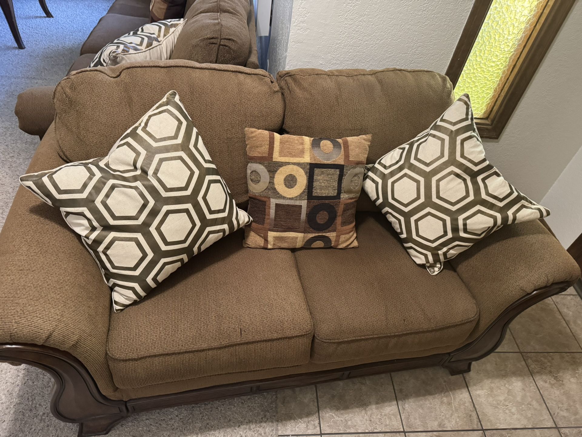 Ashley Sofa And Love Seat Super-Soft Brown Corduroy