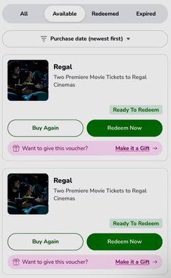 Two Regal Movie Tickets