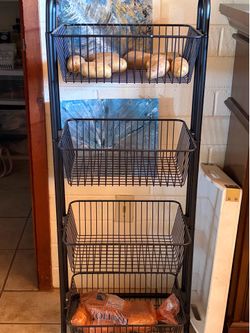 Black metal forward to your basket, storage rack, kitchen pantry