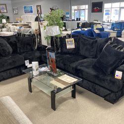 2 Piece Black Sofa And Loveseat Easy Purchase Available 