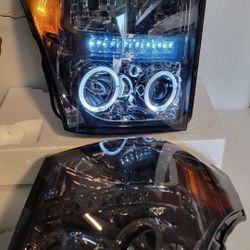 11-16 Ford F250-F550 LED DRL Projector Headlights Luces Calaveras Micas Faros Focos Faroles