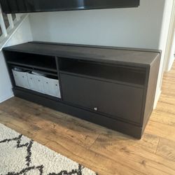 IKEA Large Tv Stand Shelf Cabinet Storage Dark Brown Black