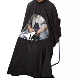 Salon Barber Hair Cutting Cape Gown With Viewing Window Hairdresser Cloth Apron