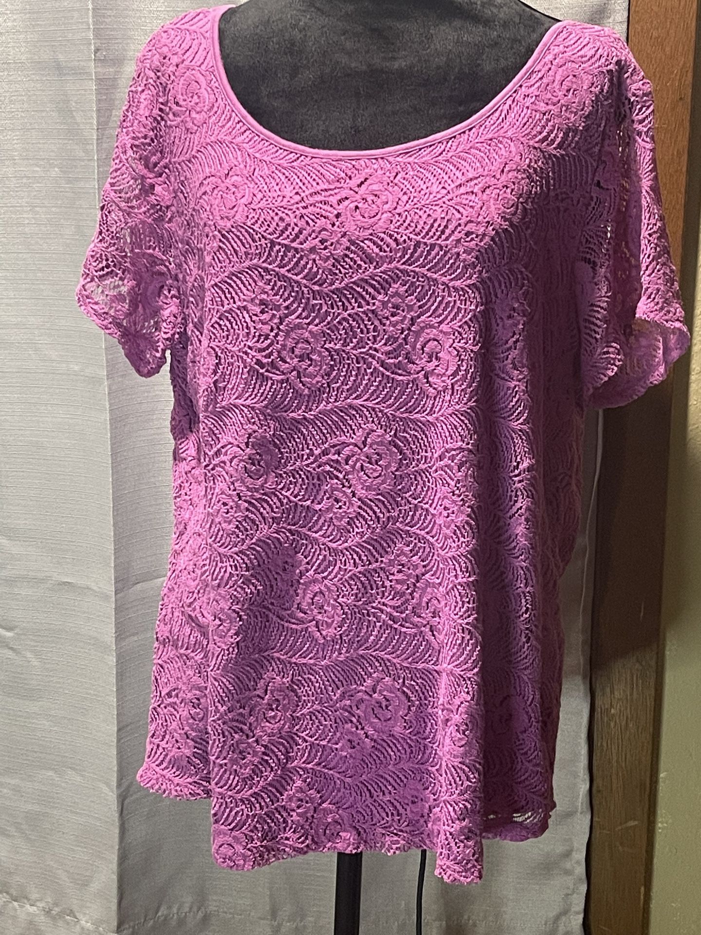 Purple Lacy Short Sleeve Top