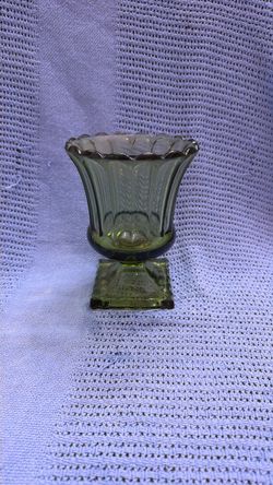 Green Pressed Glass Footed Urn Vase