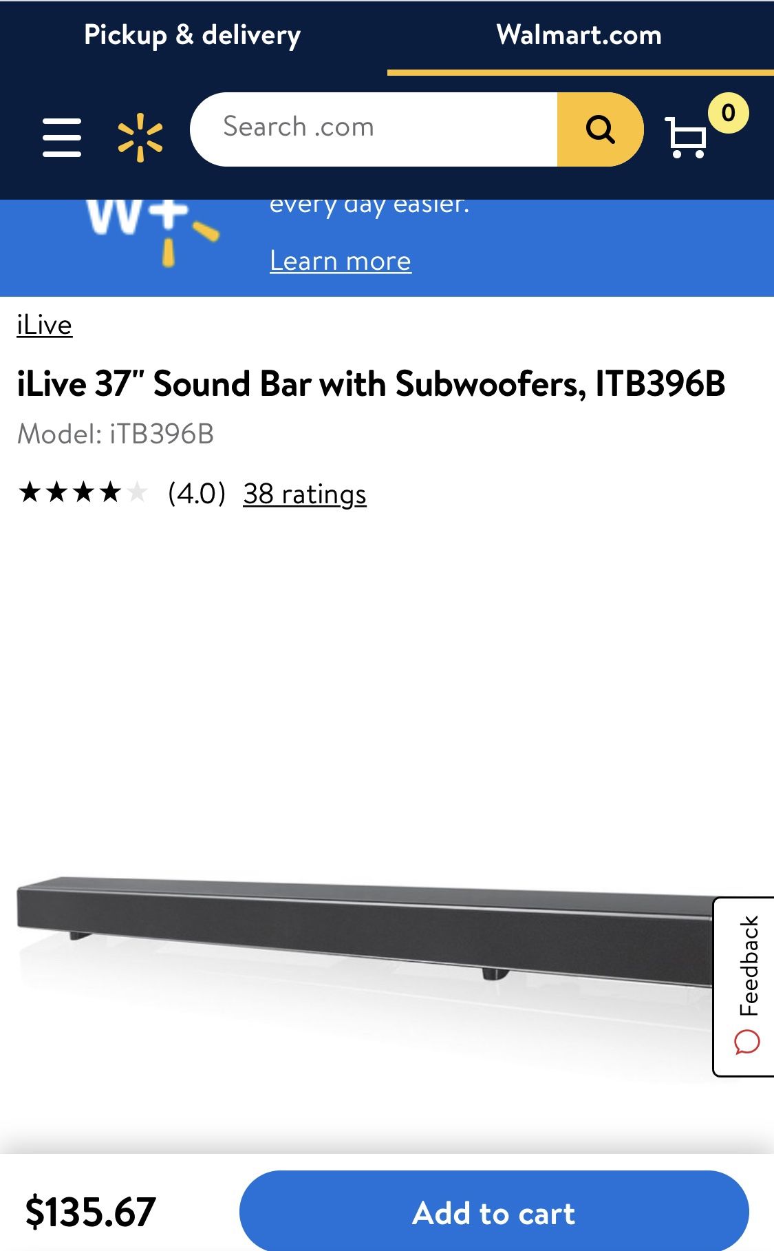 iLive 37’’ sound bar with subwoofers NEW