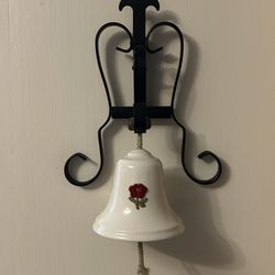 Vintage Iron And Porcelain Kitchen Bell