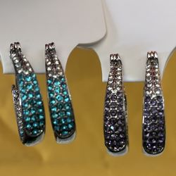 Two tone 935 Sterling Silver pair pierced Earrings 3 colors ALL SOLD SEPARATELY