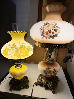 Vintage Hurricane Table Lamps gone with wind Set of 2