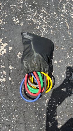 Various resistance bands kit with leg and arm attachments