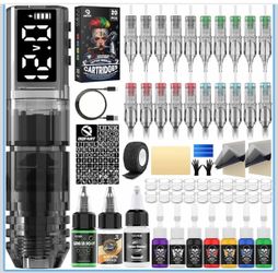 Wireless Tattoo Machine Kit with Needles and Ink