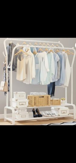White clothes and shoe rack