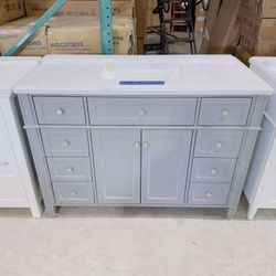 48 in. Single Bath Vanity in Gray with Marble Top in White  $739 