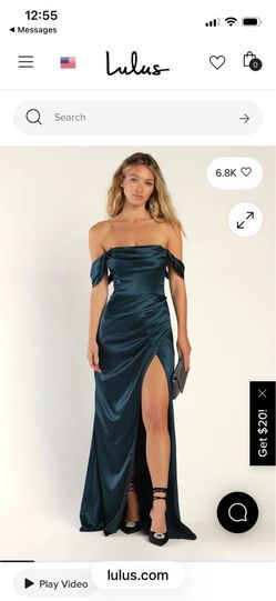 Lulus Stunning Arrival Dark Teal Satin Off-The-Shoulder Maxi Dress