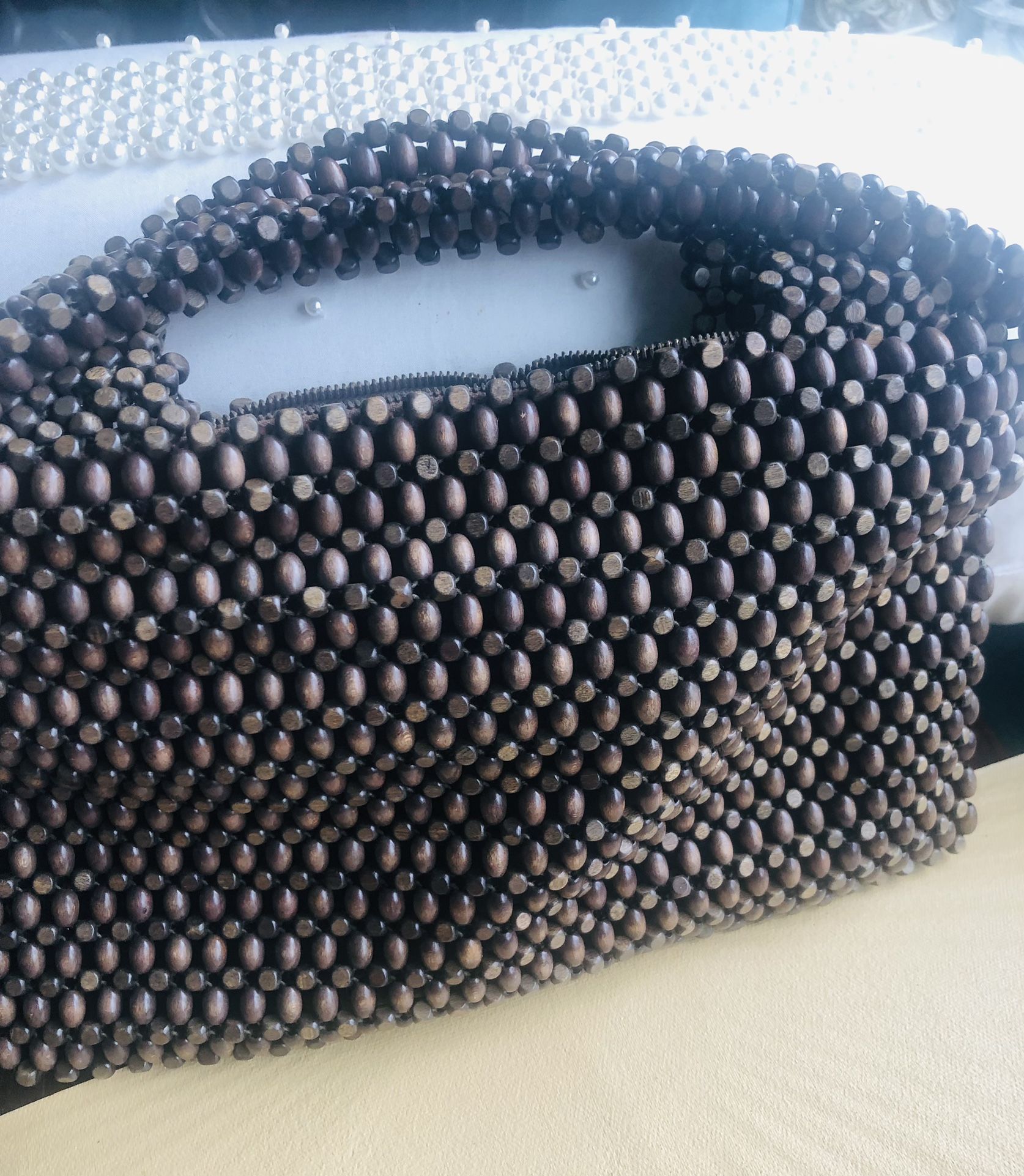 Vintage  Hand Beaded  Clutch  Purse 10 inches  Wide  6 inches Deep  Made In Czech  