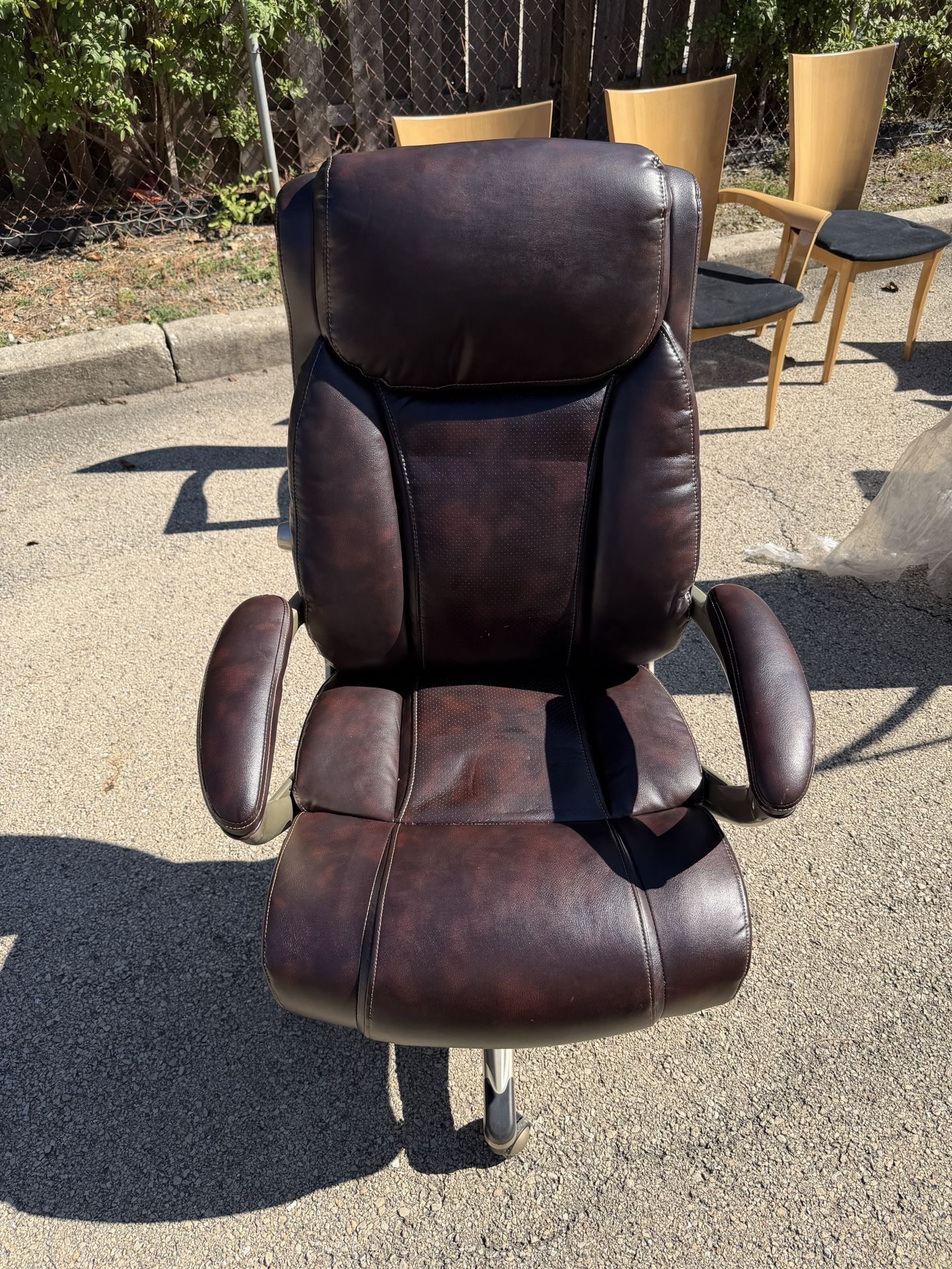 Brown Faux Leather Executive Office Chair – Adjustable – Swivel & Wheels
