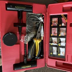 Tire Repair Kit New And 12 Volt Tire Pump. 