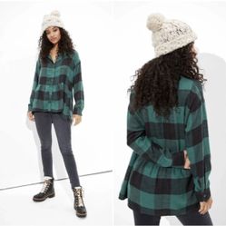 AE Oversized Babydoll Plaid Shirt 