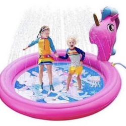 Brandnew Unicorn Splash Pads Sprinkler for Kids Toddler, Large Size 71" Outdoor Inflatable