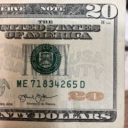 2013 $20 US Note - Scattered Ladder (1-8)