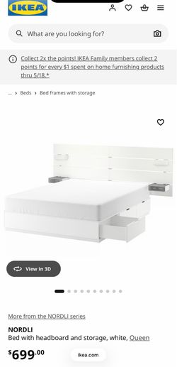 QUEEN WHITE BED FRAME WITH STORAGE AND HEADBOARD