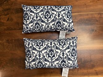 Lacourte decorative matching Navy White pillows are in like new condition sold together and come from Macys with the original tags 