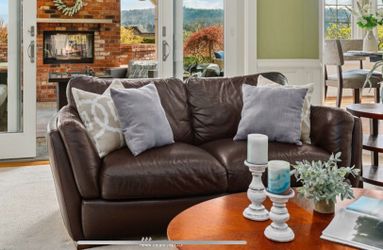 Natuzzi Italian Leather Loveseat + Club Chair