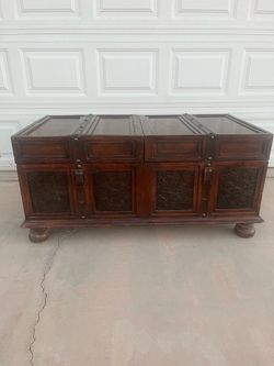 Large Wooden Storage Trunk Coffee Table