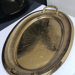 Massive Gold Plated Handled Tray