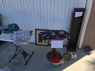 Yard sale book shelf curtains