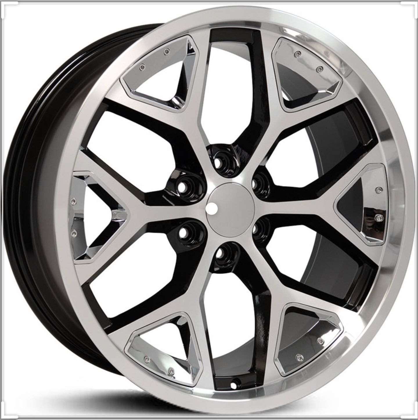 Cv98 replicas 22x9.5 6x139.7 CB78.1 gloss black machine face and chrome inserts