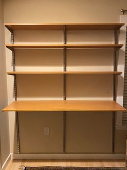 Elfa 3-shelves and desk wall-mounted system