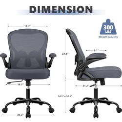 Was 130$ Winrise Office Chair Desk, Ergonomic Mesh Computer Chair Home Office Chairs, Swivel Task Chair Mid Back Breathable Rolling Chair with Adjus