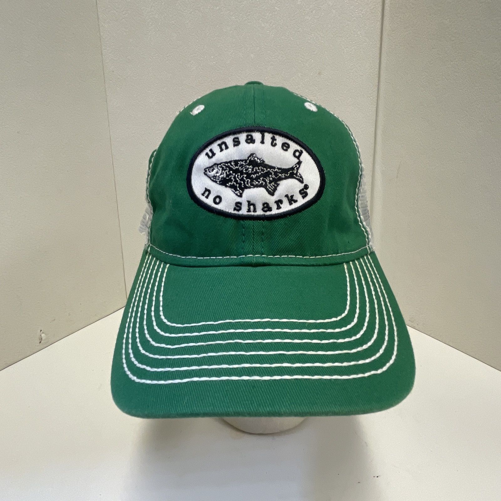 Lake Winnipesaukee NH Unsalted No Sharks SnapBack Trucker Hat Cap - Green