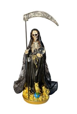 Santa Muerte Vestimenta Negra De Velo 14"