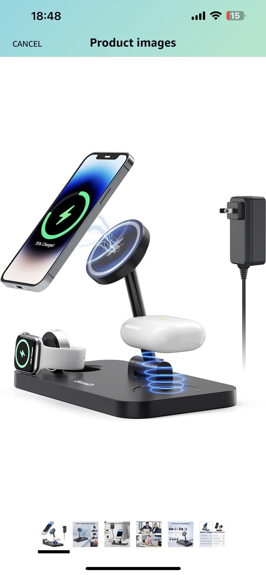 Mag Safe Charging Station - 4 in 1 Foldable Magnetic Wireless Charger Stand for MagSafe, Compact Fast Phone Charging Dock for iPhone 14 13 12 Plus Pro
