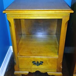 Vintage 1950s Solid Maple Night Stand End Table Bookshelf Mid Century