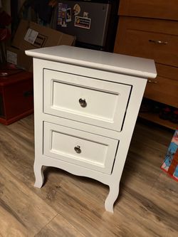 White Nightstand with Two Drawers