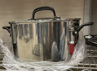 KitchenAid 5-Ply Clad 8 Qt Stainless Steel Stockpot w/ Glass Lid — Induction, NEW