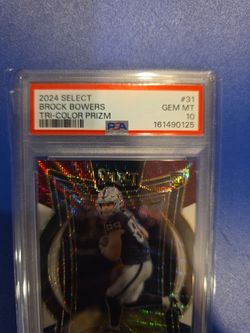 Brock Bowers 2024 Select Tri-Color Prizm PSA 10 /300