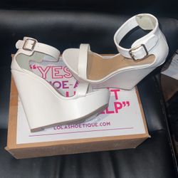 White Platform Wedge