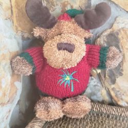 Vintage Sweater Dressed Reindeer With A Bell Stocking Hat