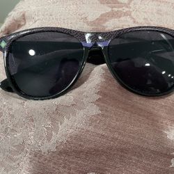 Vintage 1980s Colorful Colorblock Black And Purple Speckle Sunglasses 