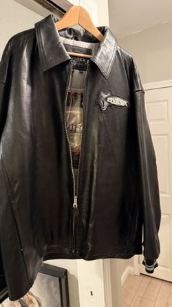 Avirex Wolf Face Black leather Jacket